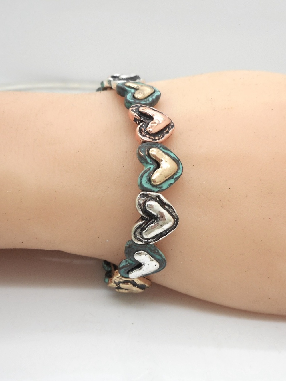 Designer Inspired Heart Bracelet 3 Tone Beauty